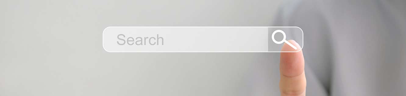Finger touching search screen.