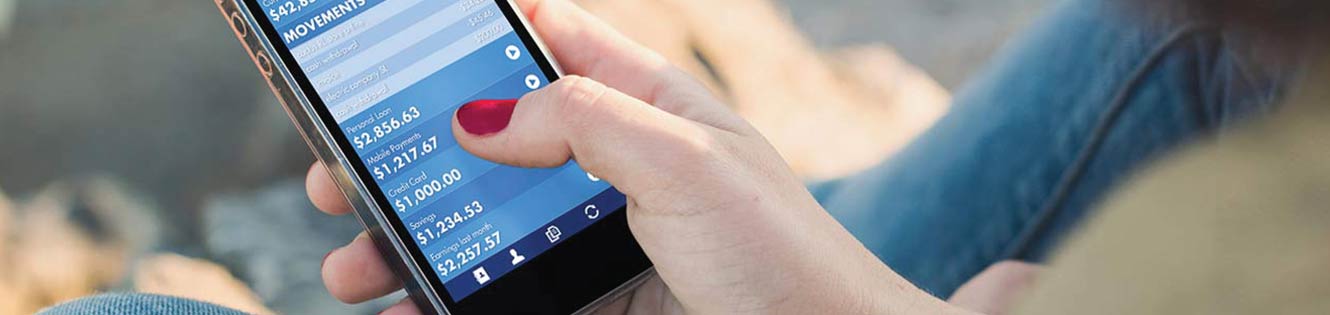 Person banking on their mobile phone.